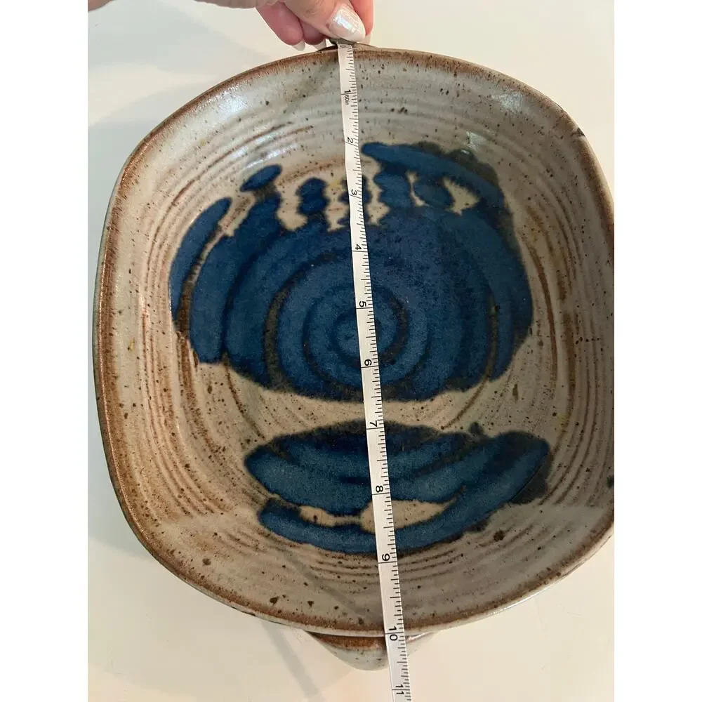Rare Richard Sanderson Toad Hill Pottery NH Vegetable Serving Dish Blue JL